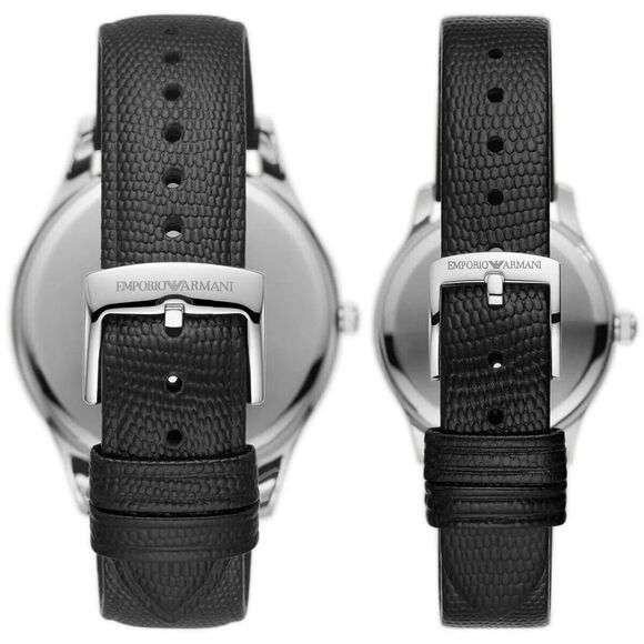 New Emporio Armani Watch Black Leather‎ Gift Set - AR90006 - Picture 2 of 6